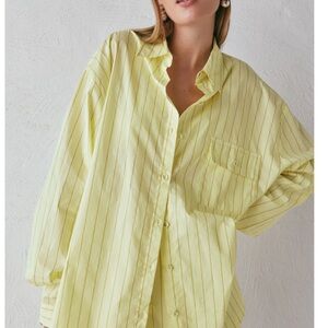 VRG GRL June Yellow Striped Button-Up Shirt
